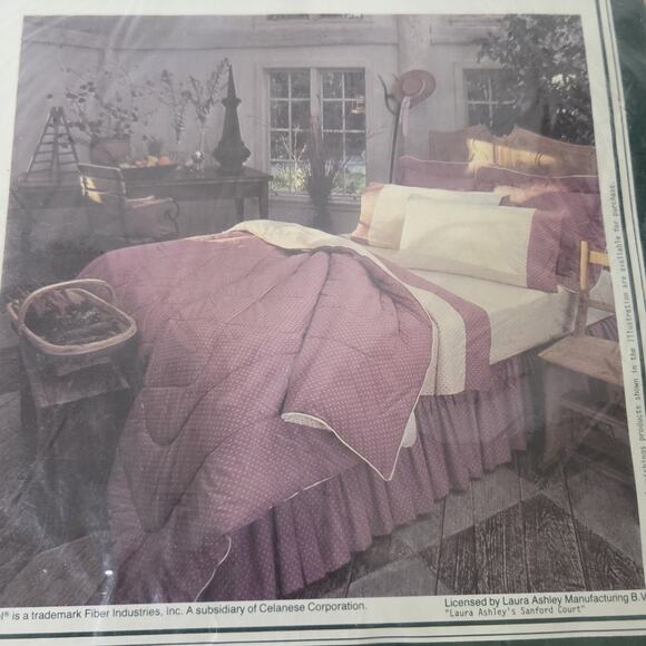 Vintage Laura Ashley Sanford Court Full Sheet Set Flat Fitted Pillowcases NOS - Picture 9 of 11